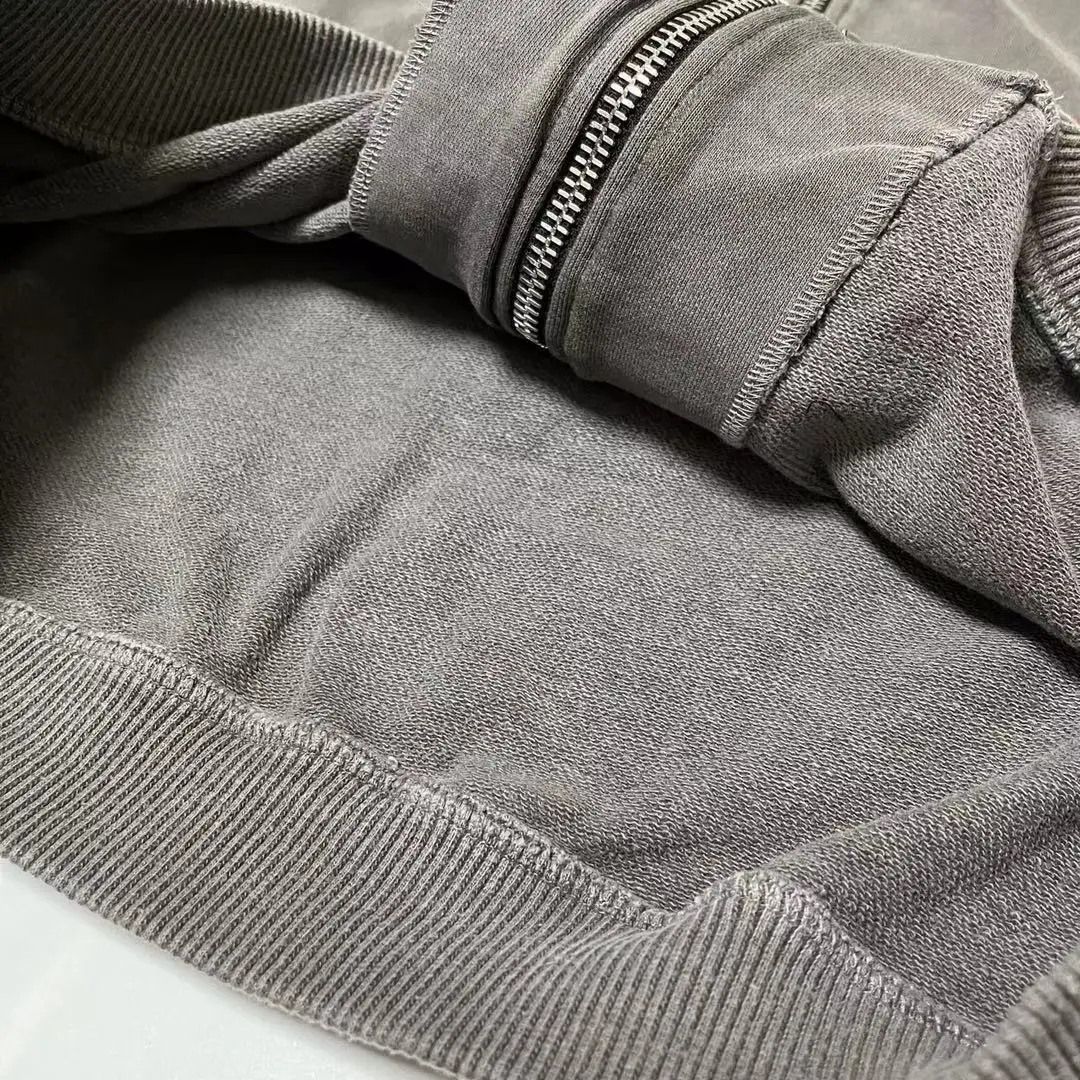 

Vintage double zipper solid high street Hoodie Jacket