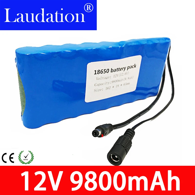 Akumulator 12v аккумулятор литиионый 18650 bms 9.8AH Портативный Перезаряжаемые Batteres DC 11 1 V 12V