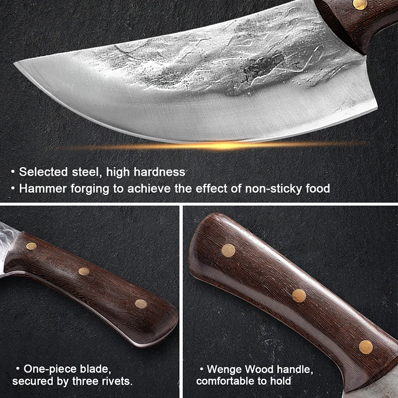Кованый кухонный нож из нержавеющей стали для мяса нарезки в сербском стиле