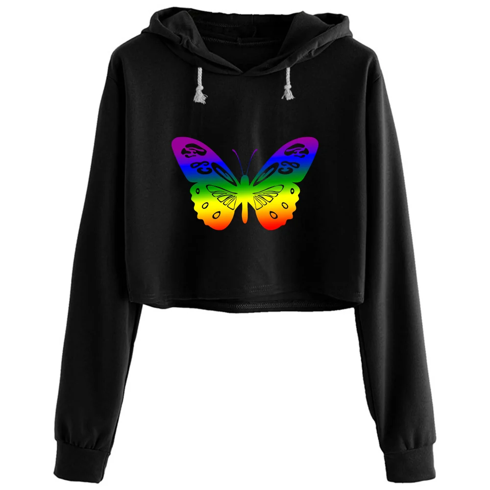 

Pride Colors Idea For Gays Crop Hoodies Women Y2k Kawaii Goth Grunge Pullover For Girls
