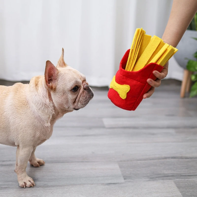 

Pet Snuffle Mat French Fries Dog Educational Sound Toy Interactive Encourages Natural Foraging Skills Feeder