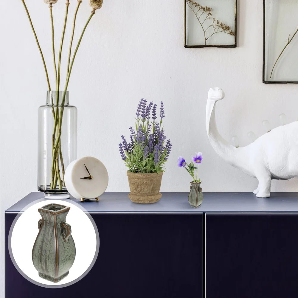 

2pcs Desktop Mini Ceramics Vase Tabletop Decorative Vase Home Flower Container