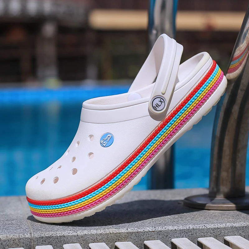 Женские туфли с рисунком крокодил отверстие засорить обувь мужская пляжная