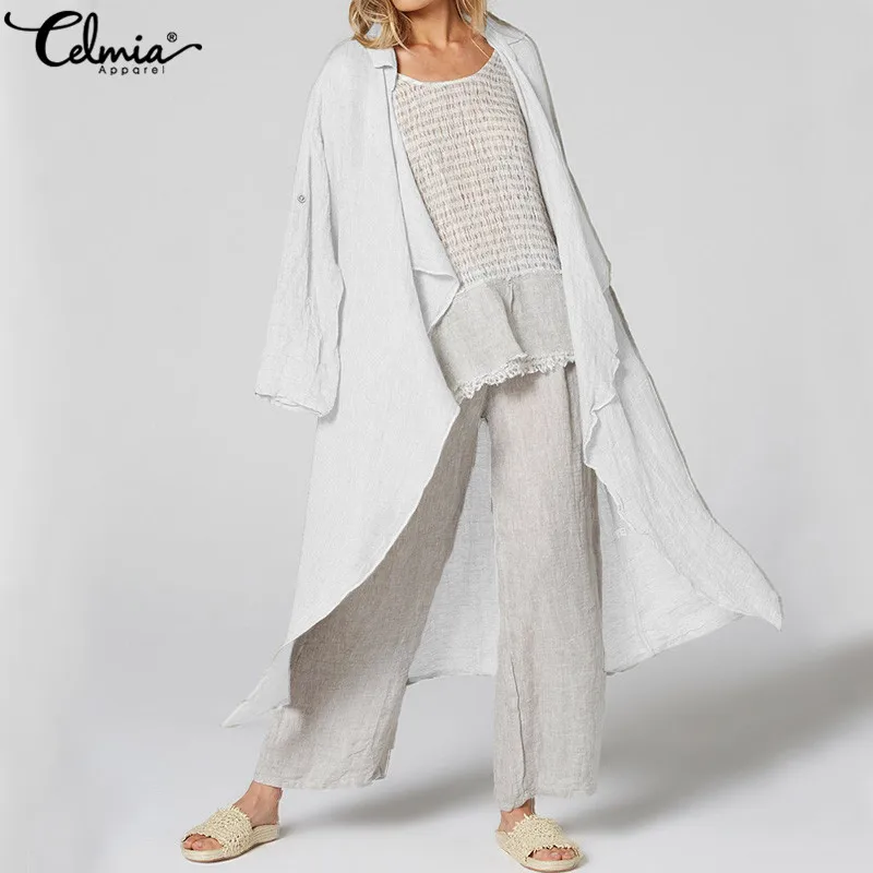 Кимоно Celmia женское с длинным рукавом винтажный Повседневный свободный пляжный