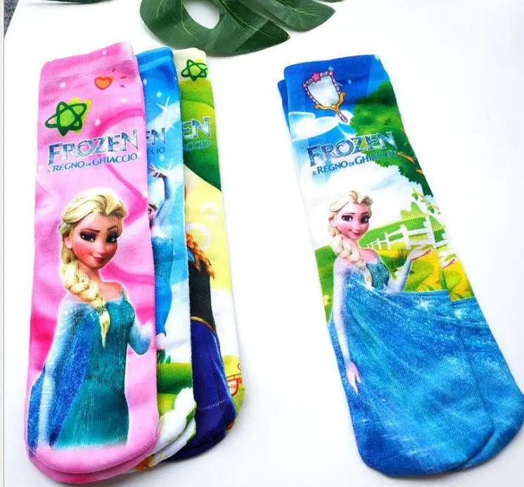 Мультяшные дизайнерские детские носки средней длины Холодное сердце Эльза Анна