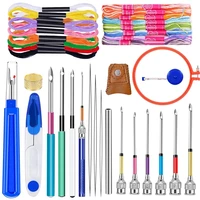 nonvor 41 pcs embroidery beginner kit embroidery floss needle threader and embroidery hoop cross stitching punch needle tool