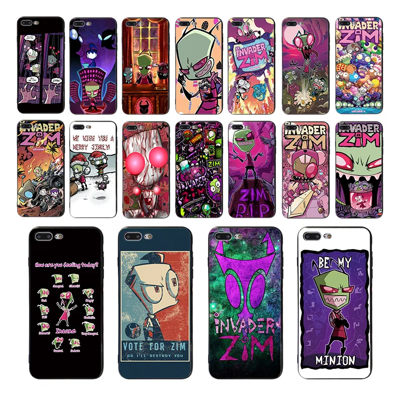 IMIDO мультфильм invader zim Жесткий Мягкий чехол для телефона iPhone X XR 11 PRO XS MAX case 7 6 6S 8 plus SE