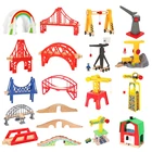Деревянная железная дорога, деревянные аксессуары для поездов, мостовой Железнодорожный Кран, подходит для деревянных треков Thomas, обучающие игрушки для детей