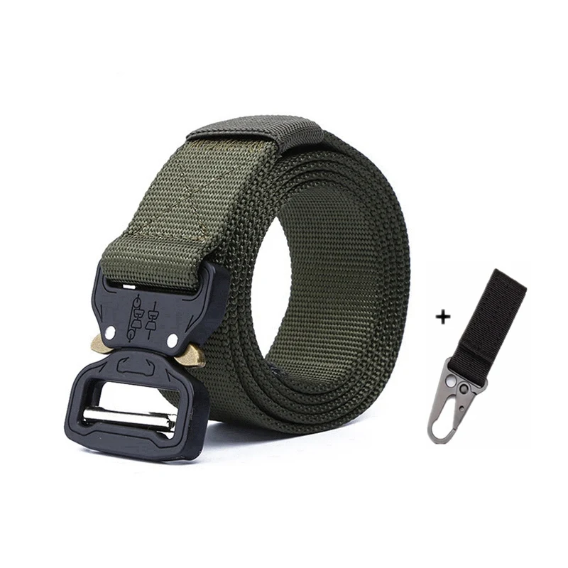 A belt and 1 hook a Тактический ремень для спорта на открытом воздухе, нейлоновые поясные ремни с аксессуарами для охоты, армии, тяжелая тренировочная Боевая Мужская Военная - Color: A belt and 1 hook a