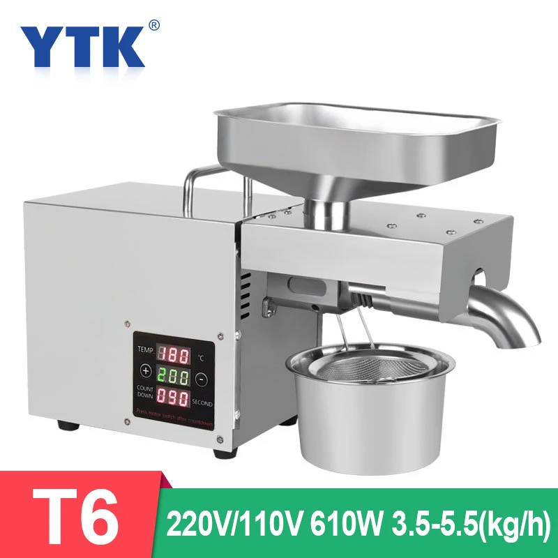 

T6 Automatic Household Coconut Olive Oil Press Machine peanut FLaxseed Oil Extractor Peanut Cold Hot Oil Press 1500W(Max)