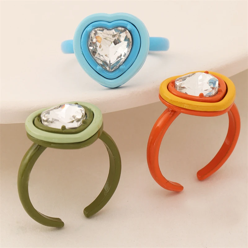 

Simple Trend Inlaid Zircon Love Opening Adjustable Ring Personalized fashion Women's Jewelry Party Accessories Gifts