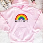 Толстовка с капюшоном Love Is Love purecotton Радужная смешная гранж лозунг tumblr винтажная хипстерская толстовка с капюшоном для гомосексуалистов