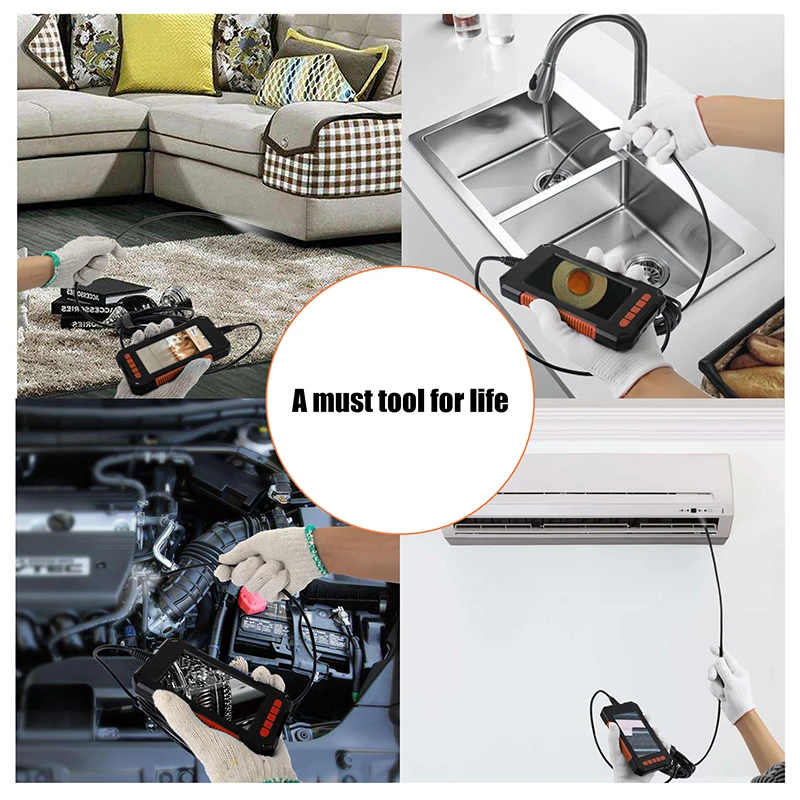 

Endoscope Camera 1080P HD 4.3'' Screen Professional Dual Lens Inspection Camera Handheld IP67 Snake Camera with 8 LED 32GB Card