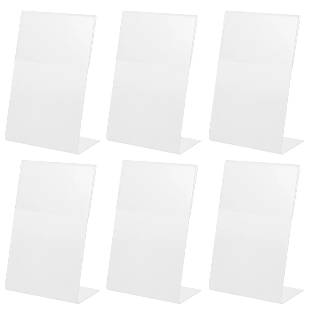 

6Pcs Acrylic Sign Holder L-Shape Menu Display Stand A6 Business Cards Holders