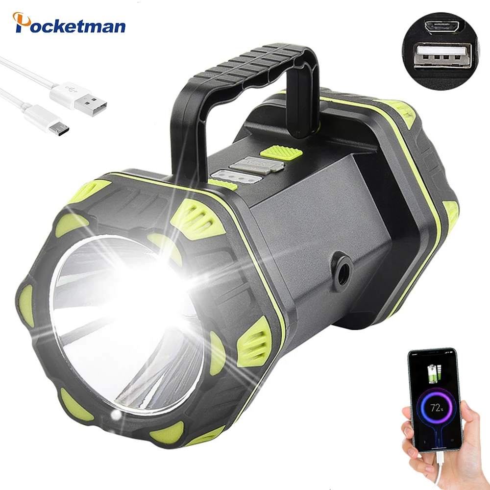 

Outdoor Searchlight 3 Light Source 8 Molds Flashlight with Power Display Power Bank Function with red light warning camping lamp