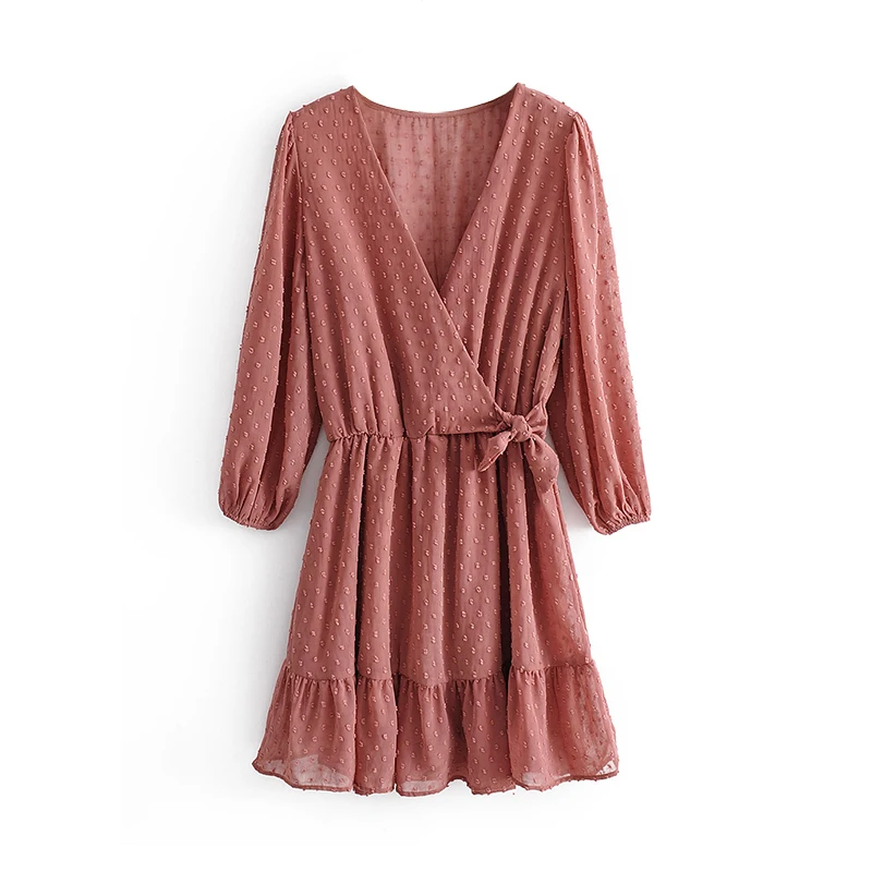 Женское кружевное шифоновое платье Boho мини пляжное с рукавами три четверти
