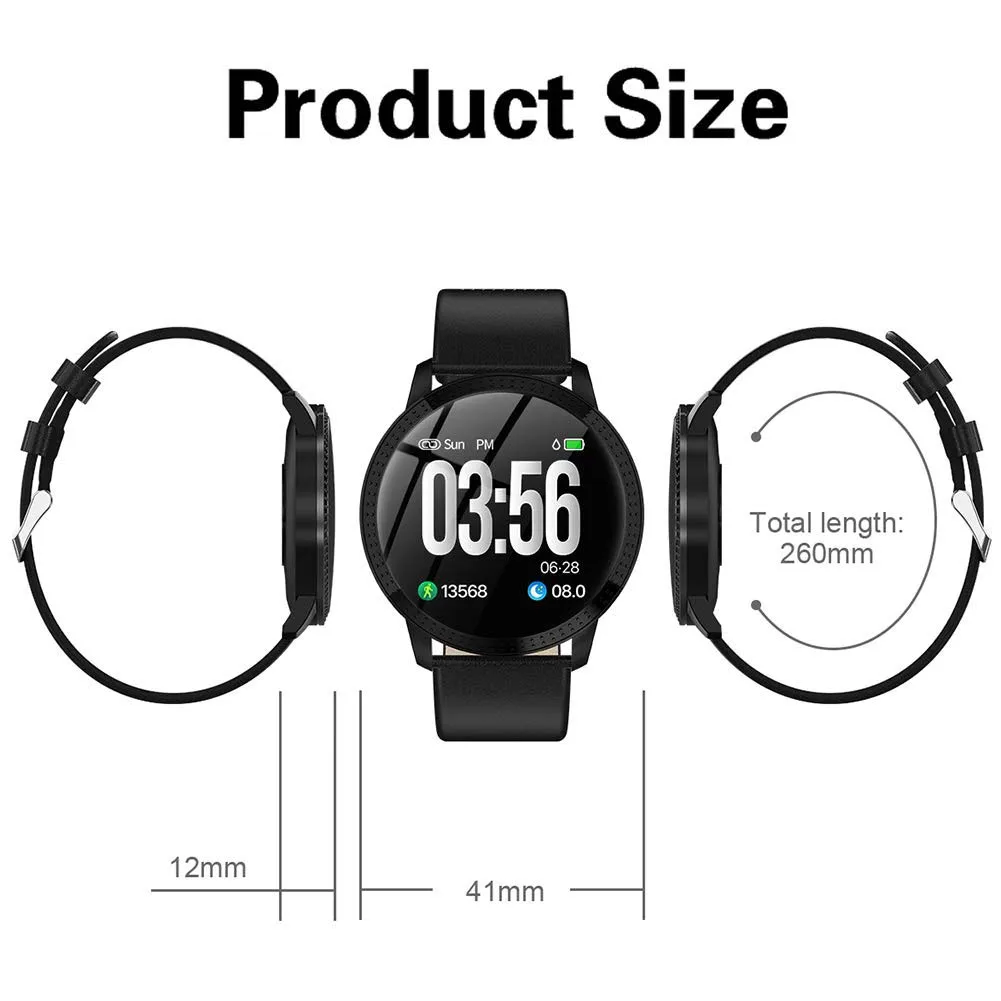 

CF18 Tempered Mirror Intelligent Sports Bracelet Pedometer Watch Waterproof Fitness Bluetooth 1.22inch Color Screen