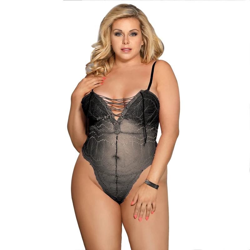 Женский кружевной комбидресс Comeonlover прозрачный сетчатый боди на бретельках с v