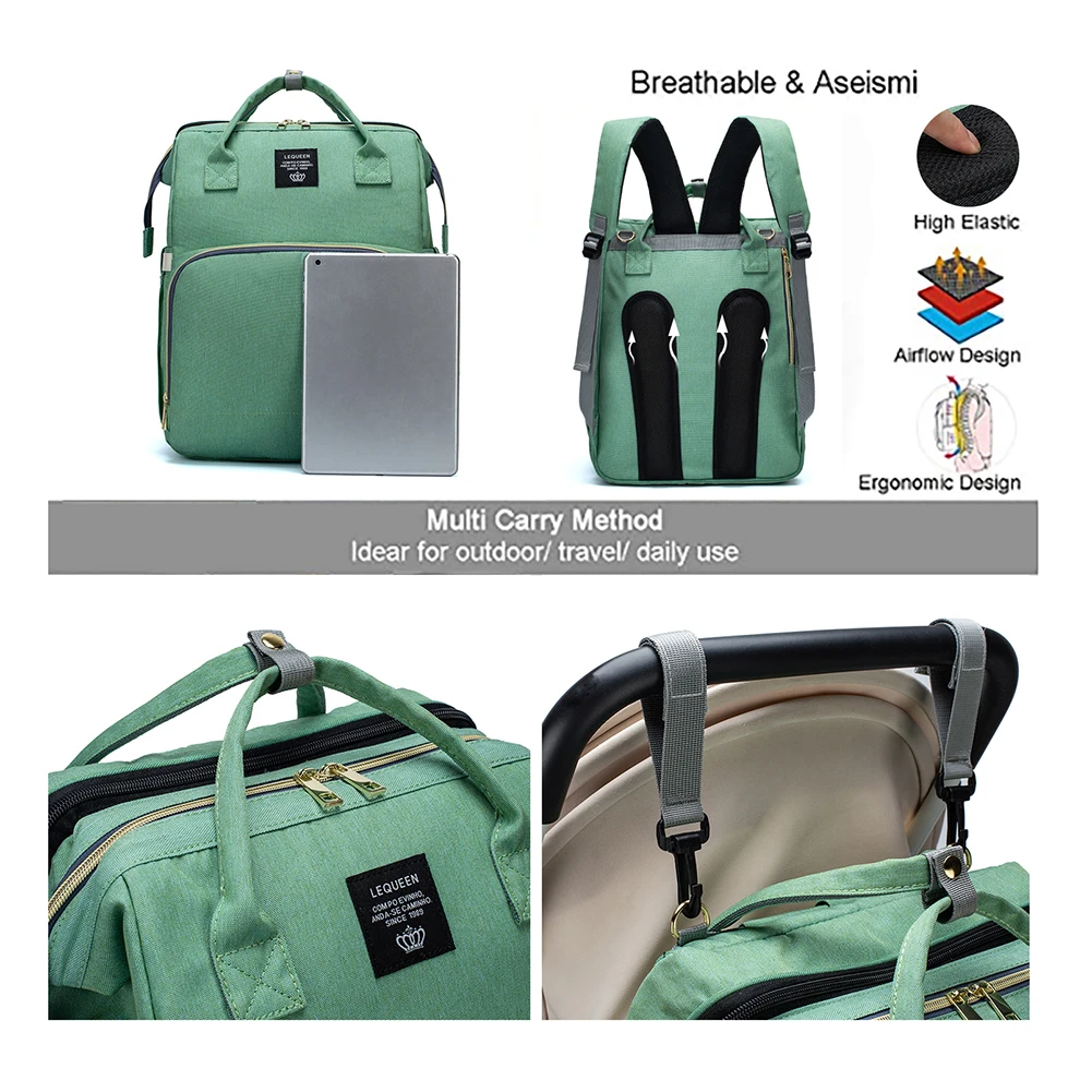 

Diaper Bag Multifunctional Baby Folding Bed Bags Moms and Dads USB Backpack Maternity Nursing Handbag Stroller Bag Drop Shipping