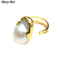anti fade gold plating natural baroque pearl rings fashion woman party jewelry