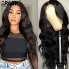 HD прозрачный кружевной объемный волнистый парик из человеческих волос, Т-образный кружевной парик, бразильский предварительно выщипанный шиньон для черных женщин, Spark 10-32 дюйма парик