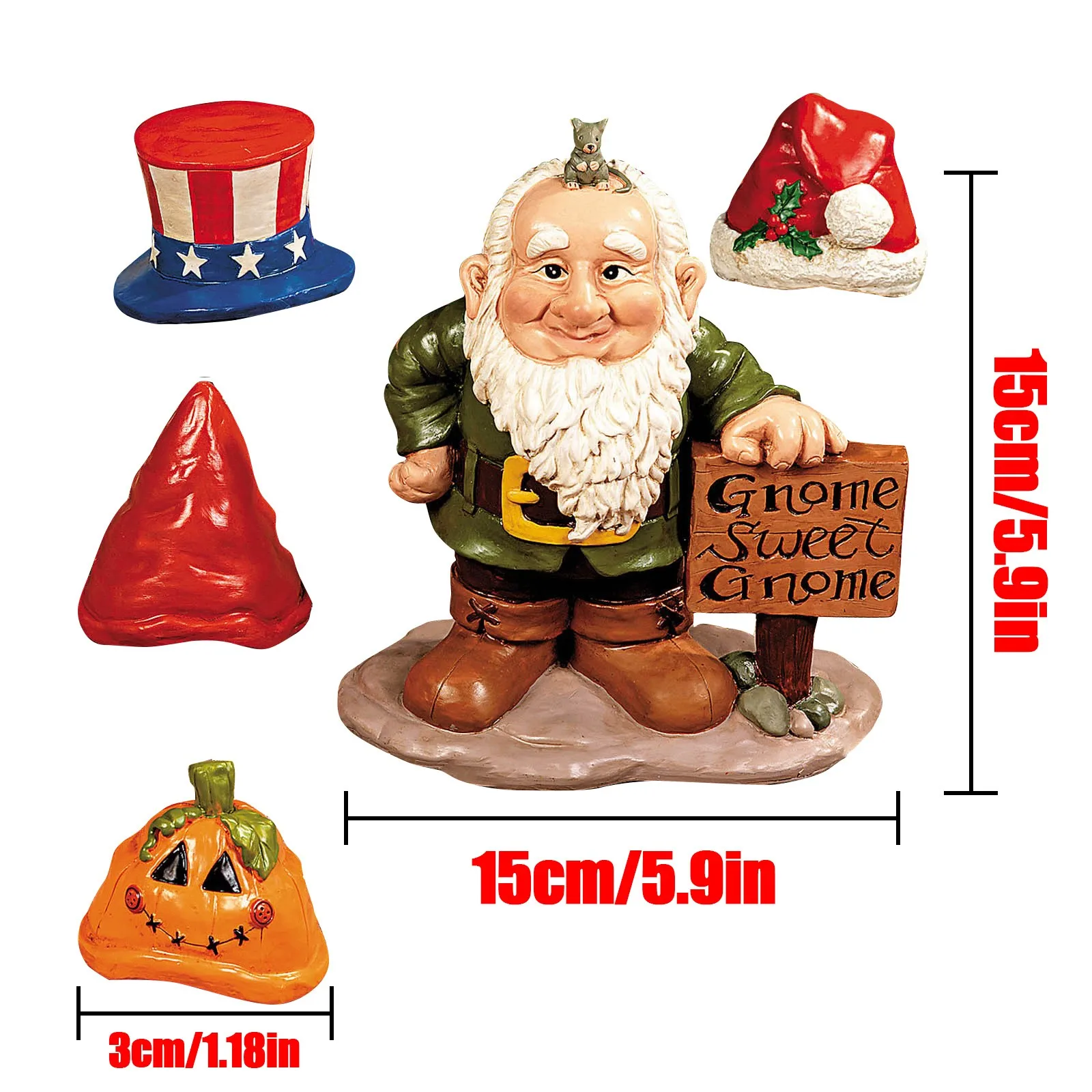 

Garden Hand Made Dwarf Ornament Gnome Greeter With Hats Interchangeable Express Dwarf Gnome Greeter Miniature Garden Decor