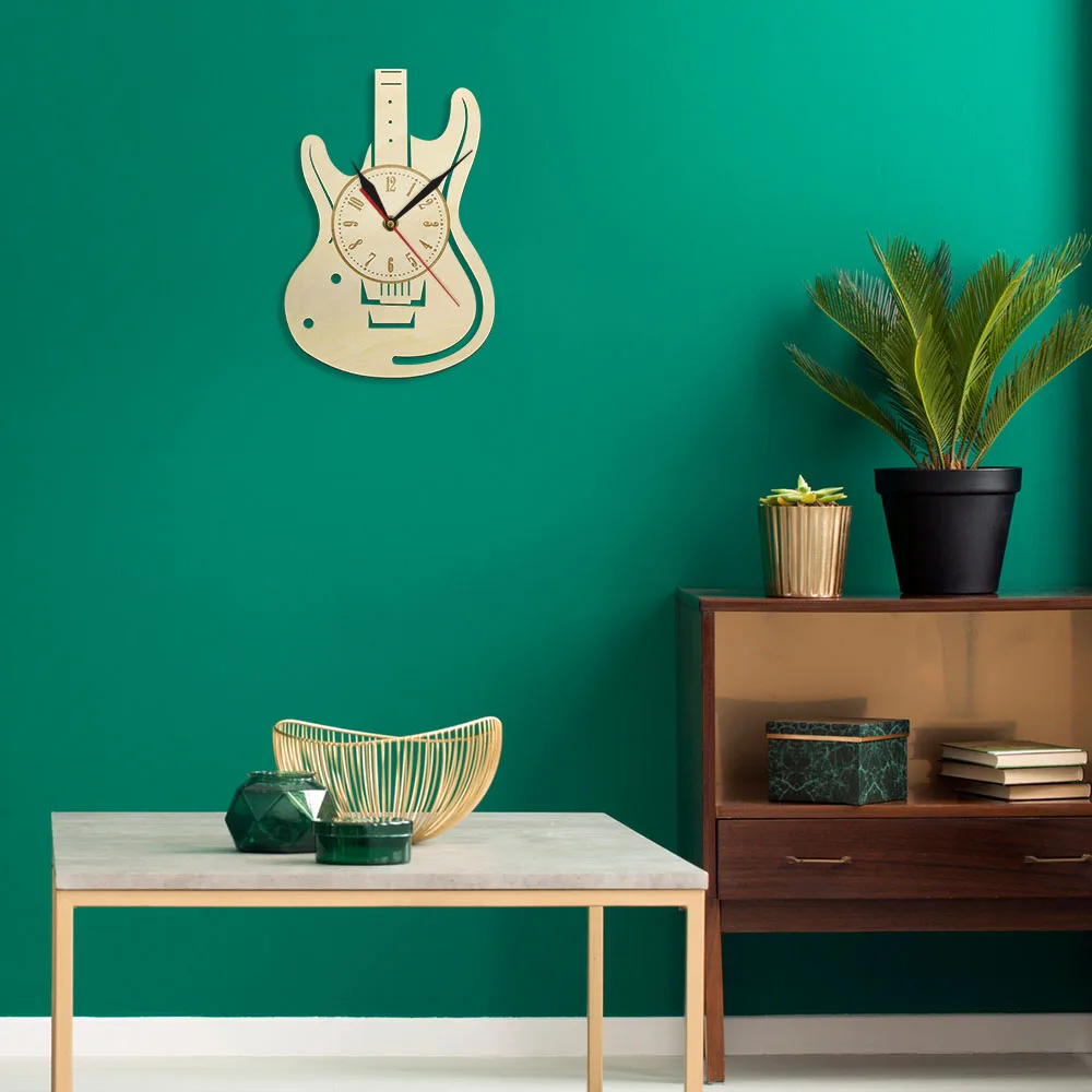 Настенные 3d-часы музыкальный тематический Guitar декоративные настенные часы из
