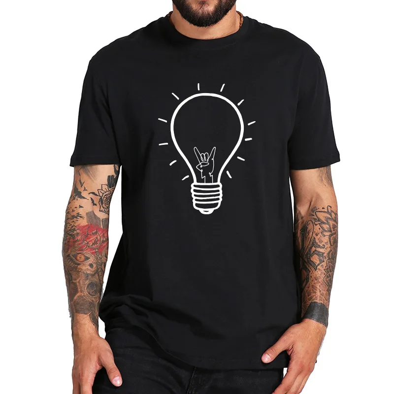

Футболка с изображением лампочки, забавная уличная одежда с фитилем, дизайнерские креативные Графические футболки, 100% хлопок, подарок для м...
