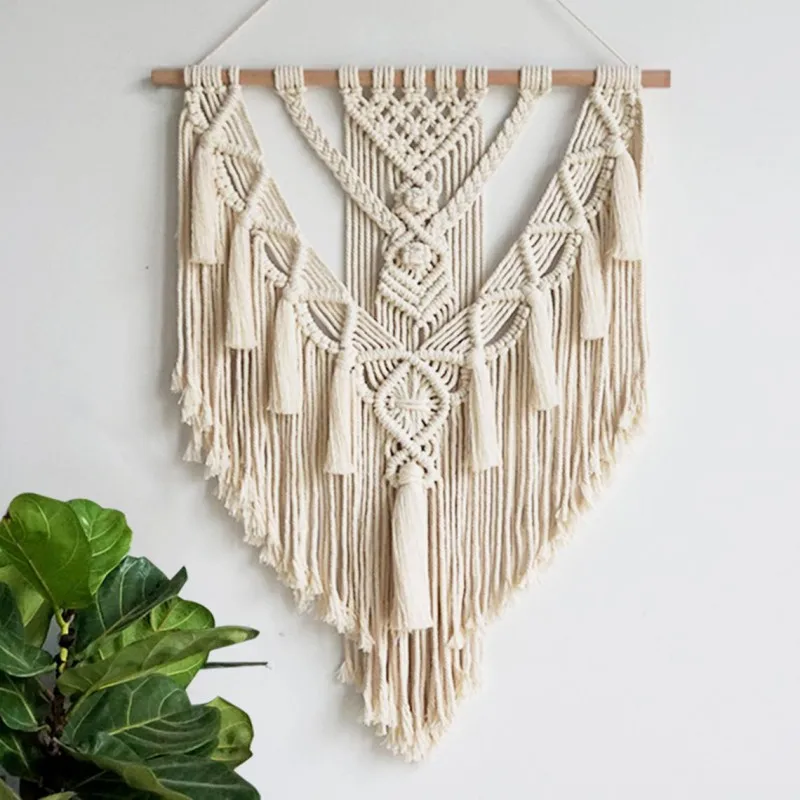 

Macrame Dreamnet Wall Hanging Tapestry Art Craft Handmade Boho Chic Bohemian Wall Decorations for Wedding Home Living Room Dorm