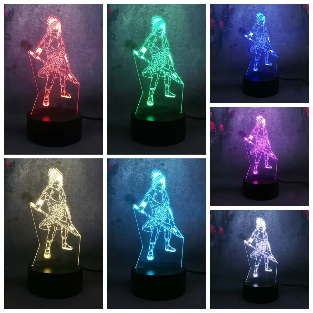 COOL Boy Naruto Sasuke 3D USB Child current Desk Table lamp cartooncomic figure Night Light kid baby sleep bedroom Decor gifts