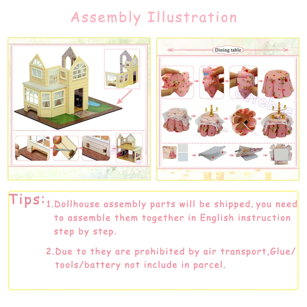 

DIY-KIT Doll House Miniature DIY Dollhouse With Furnitures Wooden House Pricness HutToys For Children Birthday Gift A033