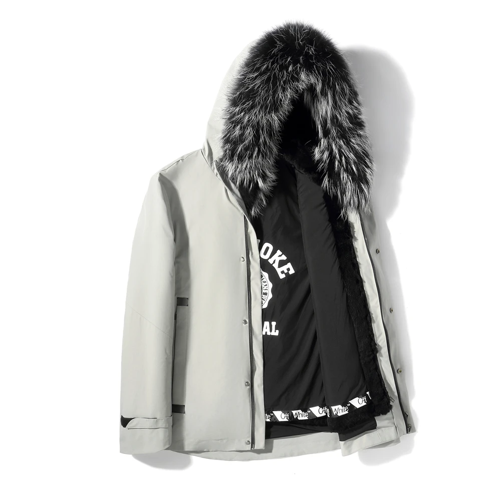 Мужская парка с капюшоном и воротником из натурального Лисьего меха |