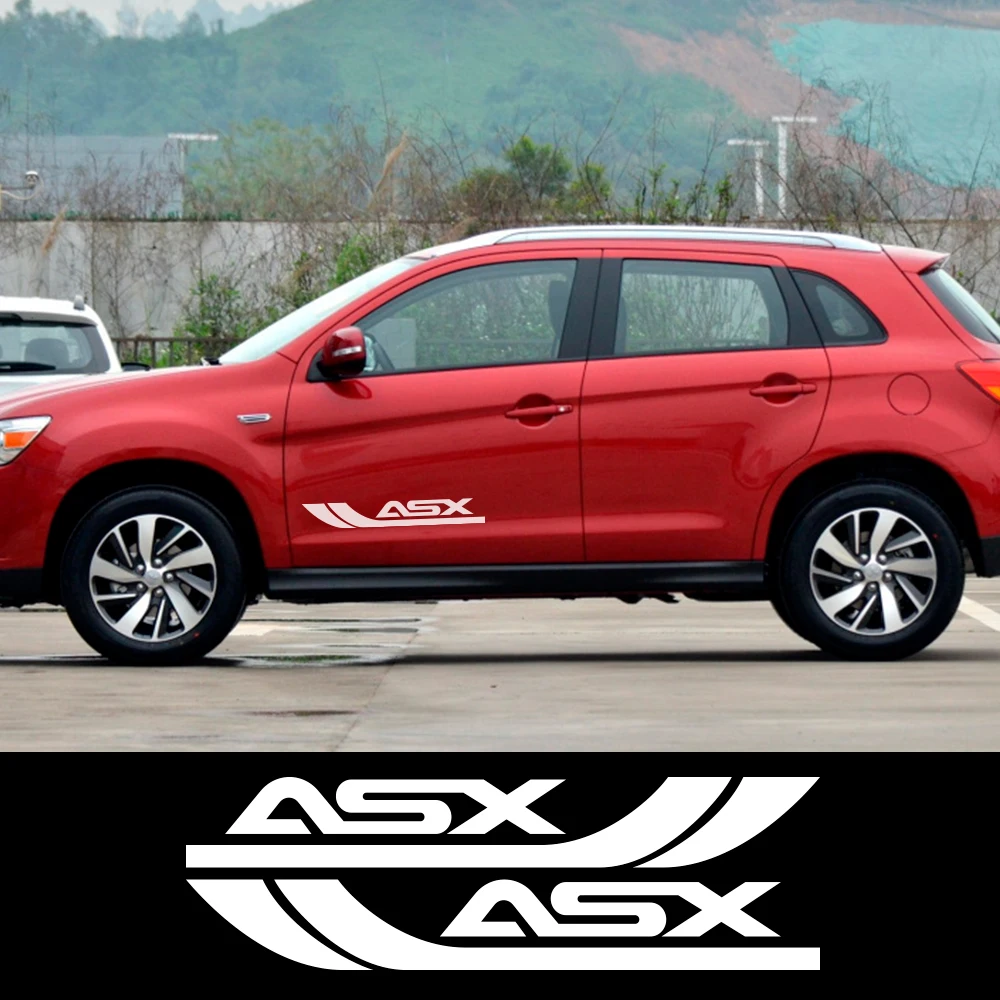 2PCS Car Door Side Stickers For Mitsubishi Lancer 10 3 9 EX Outlander ASX Pajero Tuning Accessories Auto Vinyl Film Decals - купить по