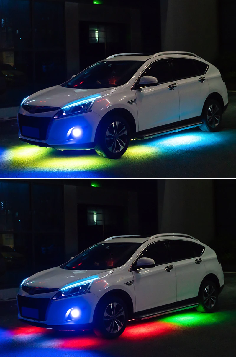 Car LED Flowing Streamer RGB Underglow Underbody IP68 Waterproof Car Styling Tube Underbody System Remote Control Neon Lamp