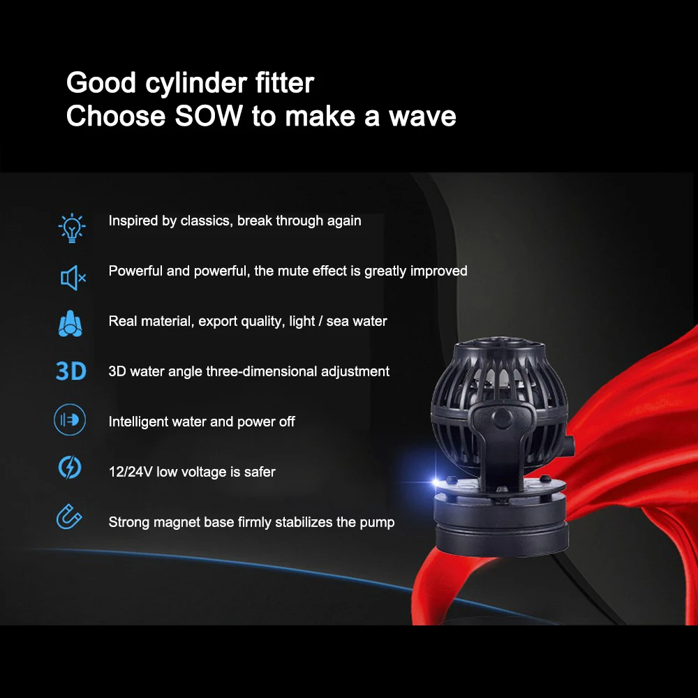 

Jebao SOW SINE WAVE Flow Wavemaker Fish Marine Coral Reef Pump Aquarium Wave Maker without WIFI Version 110-240V