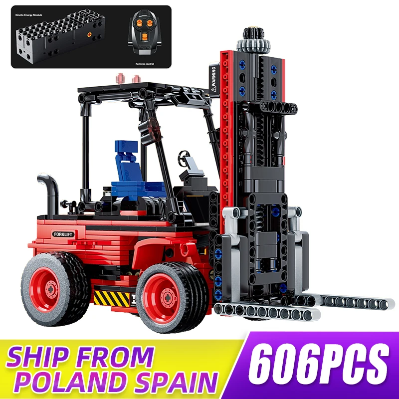 

Строительные игрушки Yeshin для мальчиков, техническая модель, Радиоуправляемый моторизованный вилочный погрузчик, Сборная модель автомобил...