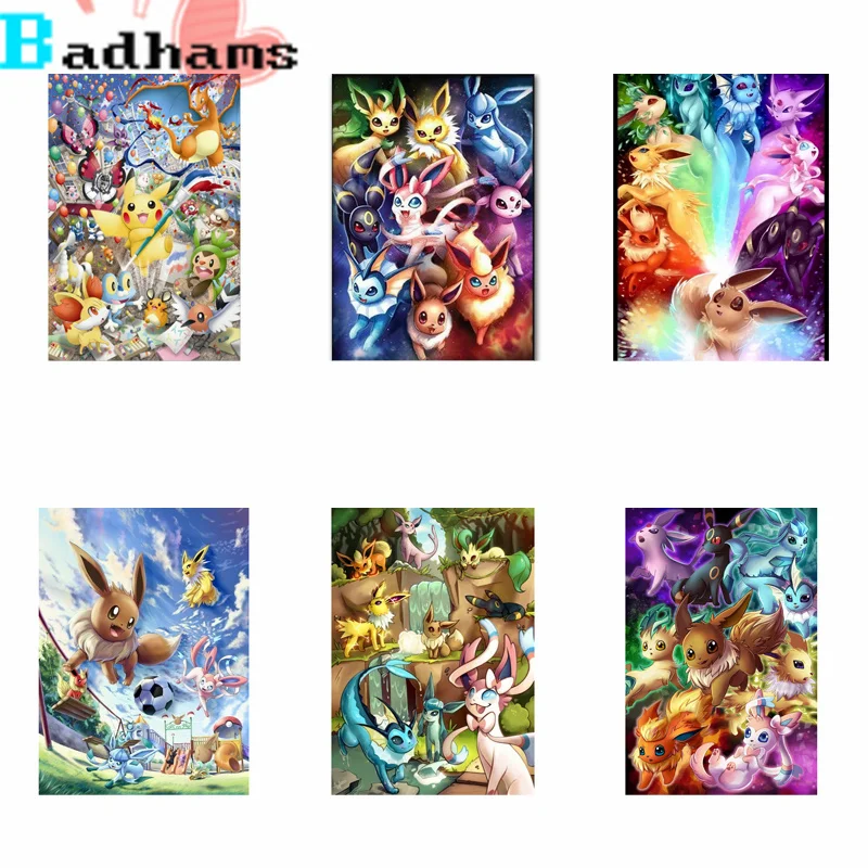 

Japanese Anime Lovely Yellow Mouse DIY Cross Stitch Pikachu Mosaic Diamond Painting Rhinestone For Kids Living Room Home Decor