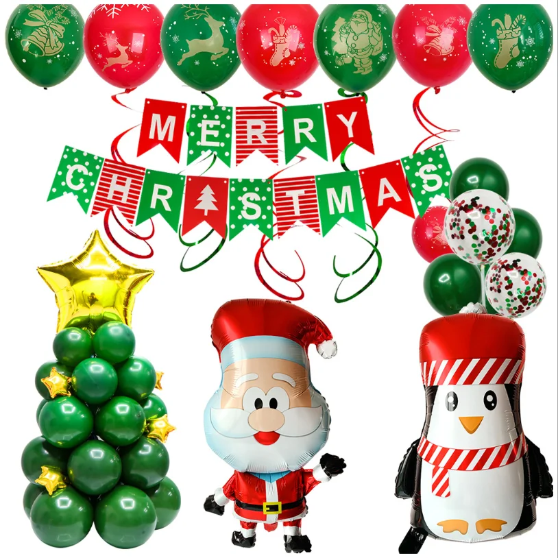 

Christmas Balloon Decor Christmas Scene Layout Aluminum Film Latex with Christmas Home Party Decor Christmas Party Decor