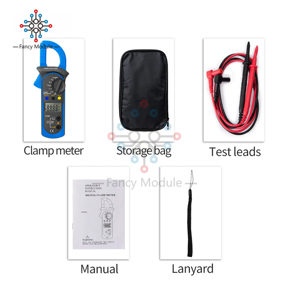 

ST201 Digital Clamp Multimeter Resistance Ohm Tester AC DC Clamp Ammeter Transistor Testers Voltmeter D Contact Lcr Meter