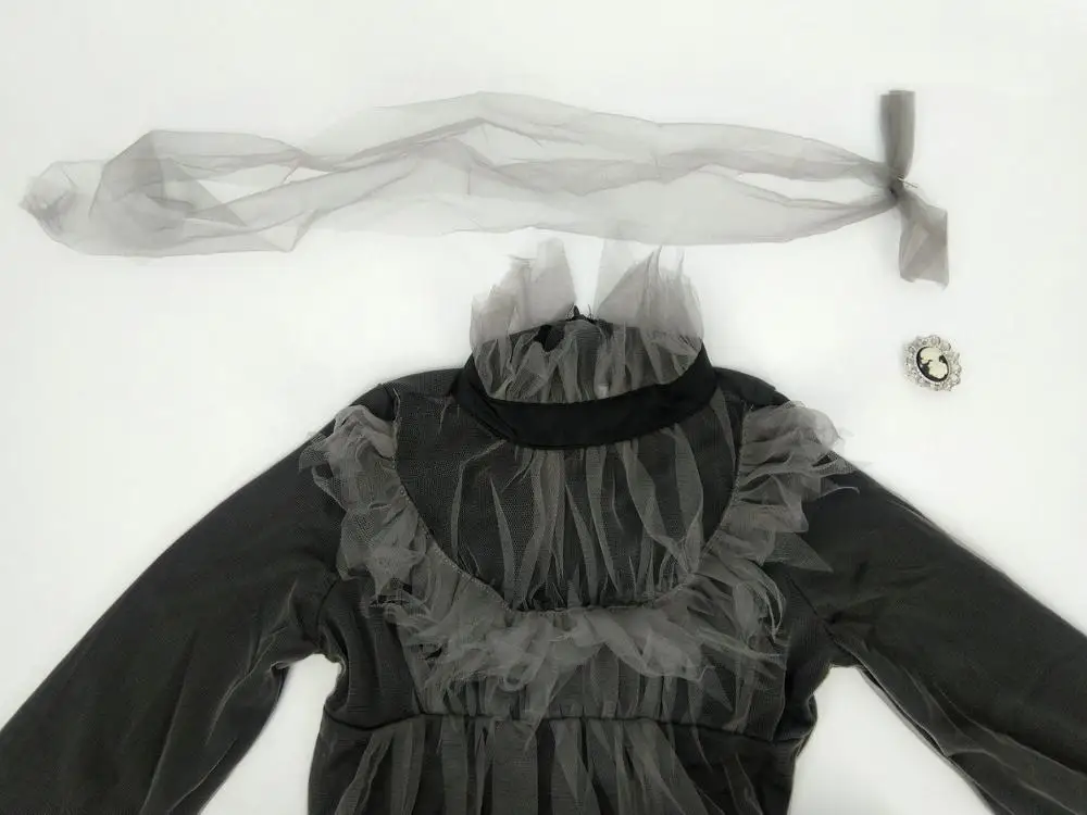 

Scary Halloween Costumes for Women Ghost Bride Costume Black Dress Cloak Set Gothic Medieval Dress Vampire Devil Horror Suit