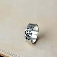 

[Auspicious Clouds.].] Thai Silver 925 Sterling Silver Ornament Handmade Matte Vintage Ring Rings-Open Ring for Women