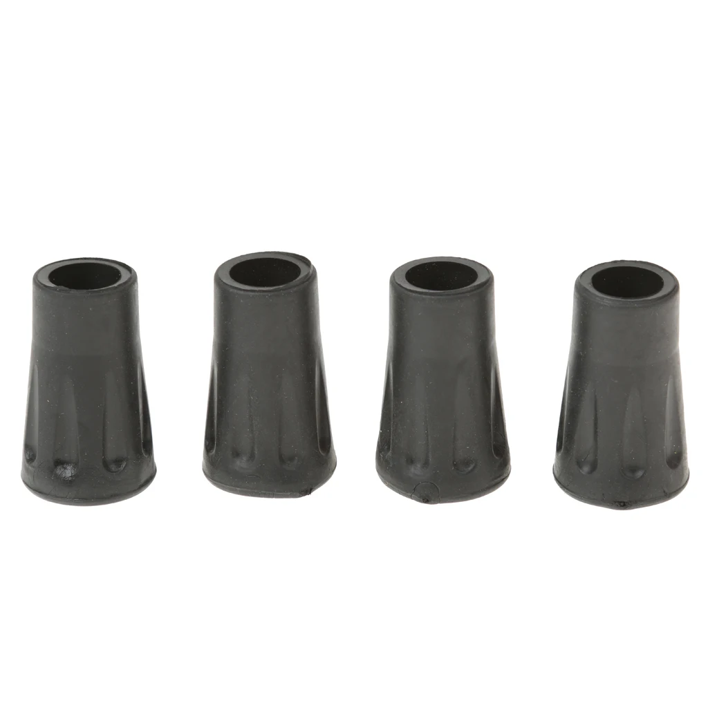 4pcs/set Black 4cm Hiking Trekking Stick Rubber End Tip Replacement
