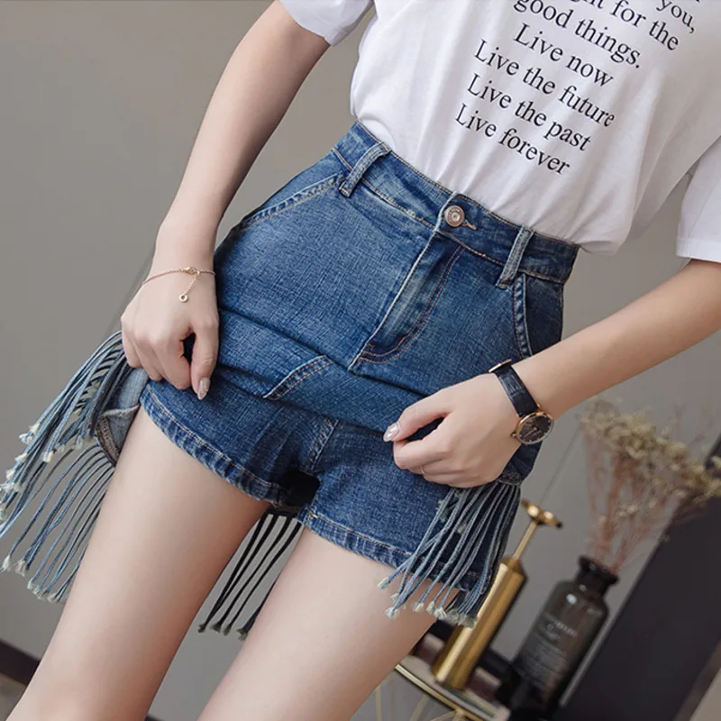 [EWQ] Высокая поясная сумка с бахромой сексуальная женская джинсовая юбка имитация