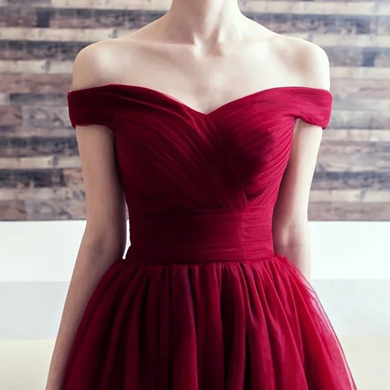 

Simple Red Tull Prom Dresses Short Ball Gown Prom Dress Lace Up Back Dress Prom Gala Jurken Vestidos De Fiesta De Noche