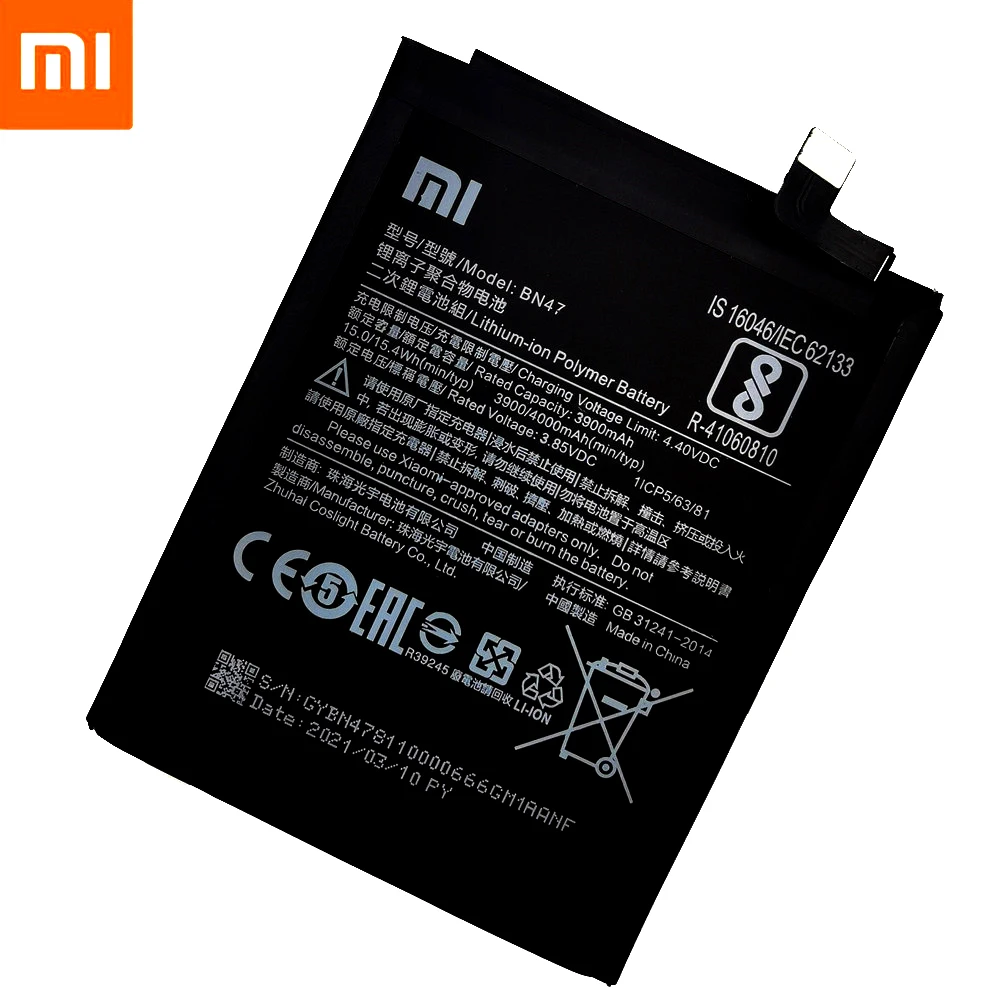 Xiao Mi Оригинальная батарея BN47 4000 мАч для Xiaomi Redmi 6 Pro / A2 Lite высокое качество сменные