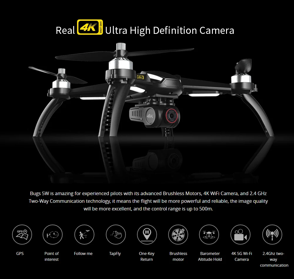 Профессиональный бесщеточный двигатель gps Дрон MJX B5W Дроны с камерой HD 4K 5G wifi FPV камера RC Helicopte Квадрокоптер 20 минут полета