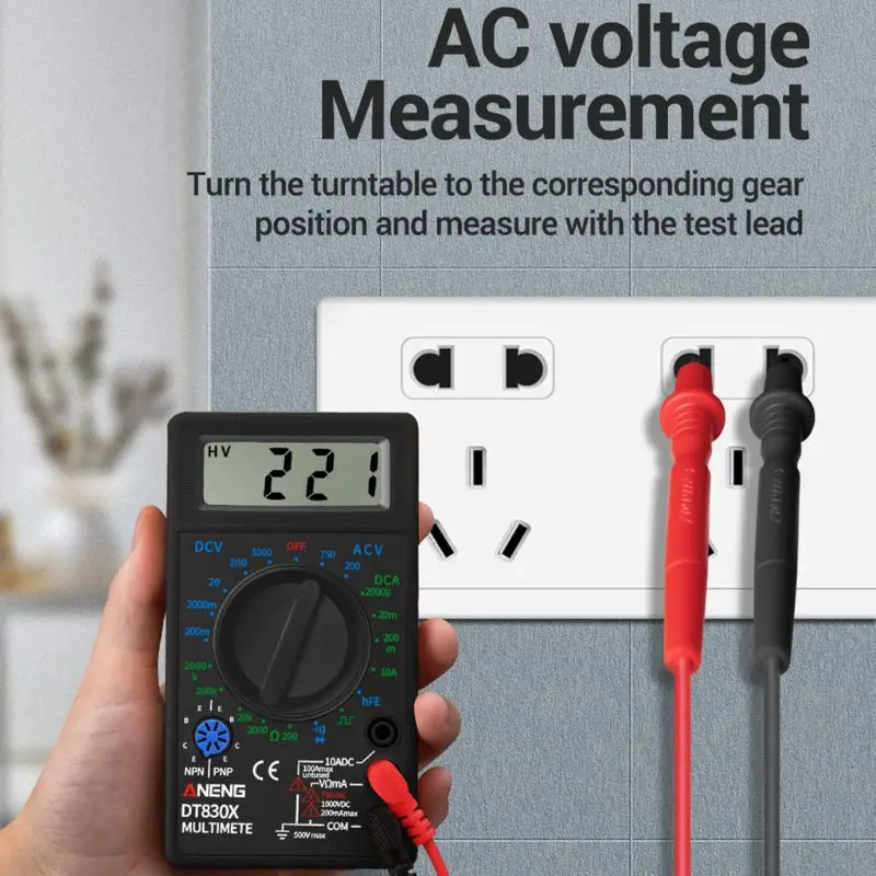 Цифровой мультиметр DT830X Вольтметр Амперметр Омметр DC10V ~ 1000V 10A AC 750V тестер тока er