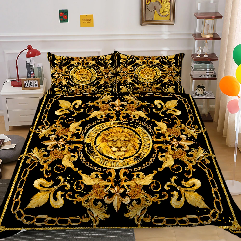 

Gold Bedding Set Luxury Comforter Cover Set King Queen Full Double Single Size Bedroom Decoration Hot Selling