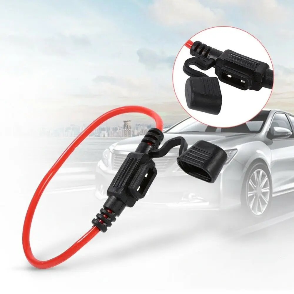 

car insert blade lead box seat waterproof fuse holder 14 line 2.0 square 30CM waterproof seat -14AWG red line XHX001