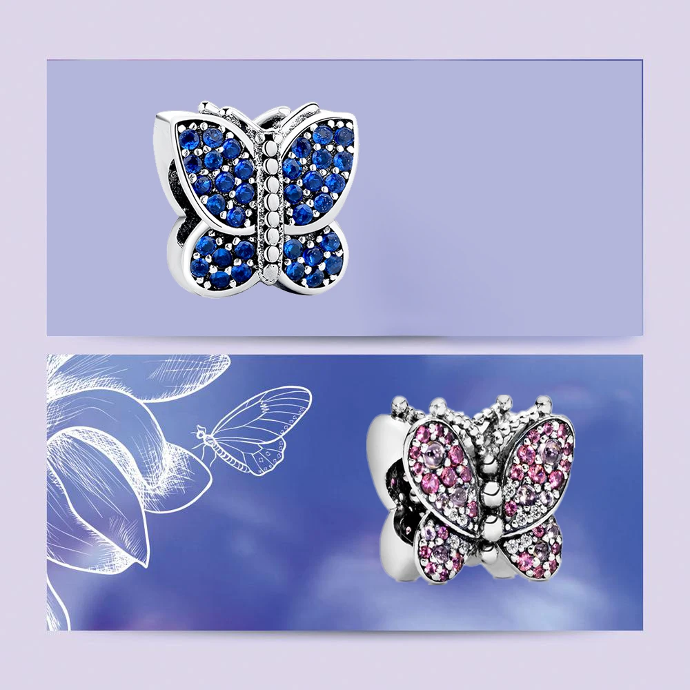 

2021 New Hot Sale 925 Sterling Silver Pet Butterfly Wholesale Cute Fine Charms Beads Fit Fashion Bracelet Silver Jewelry